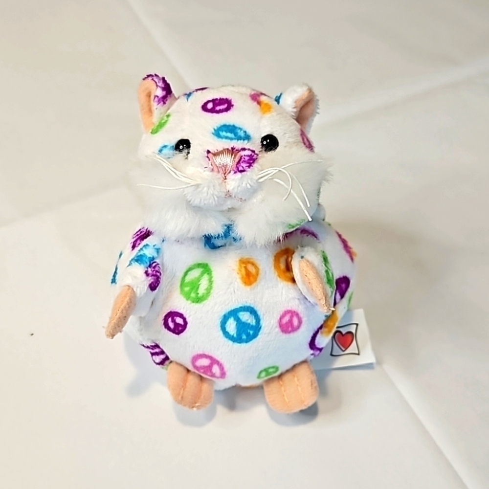 Ganz Mazin Hamster Hope Plush Toy Peace Signs